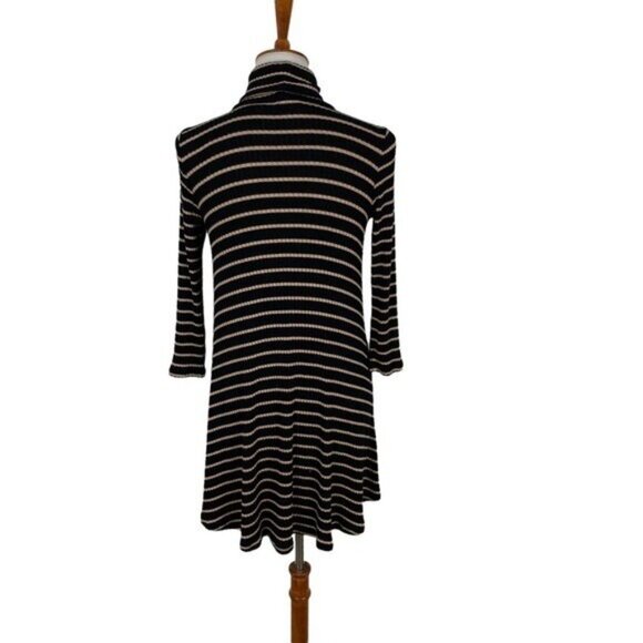 American Eagle Soft Sexy Ribbed Striped Turtleneck Swing Dress Stretchy Medium - Picture 5 of 7